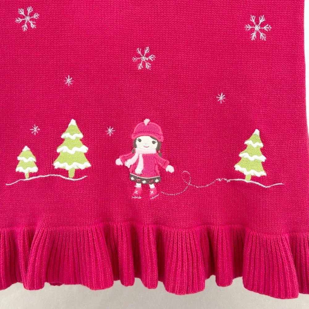 Gymboree Sweater Dress Girls 6 Pink Snowflake Fair Isle Winter Holiday Ruffle